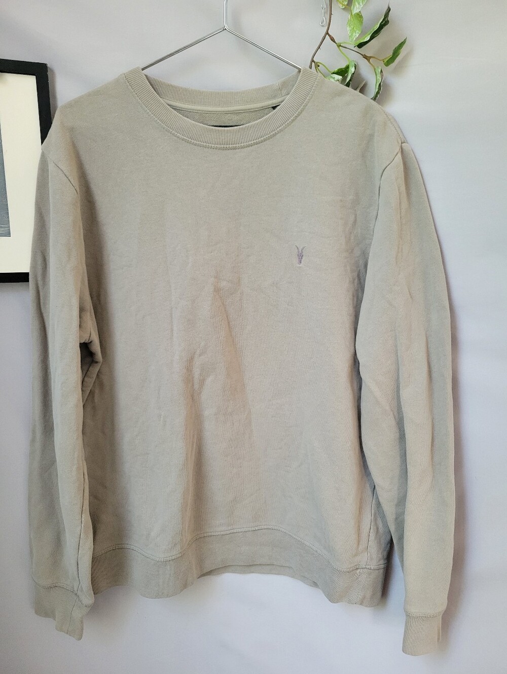 All Saints Raven Crew Neck Pullover Sweatshirt Green L